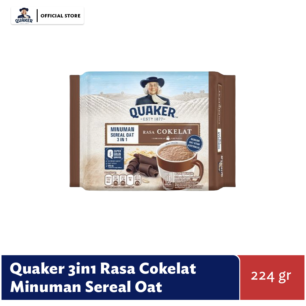 Quaker 3in1 Rasa Cokelat 224gr (24gr x 8 sachet)