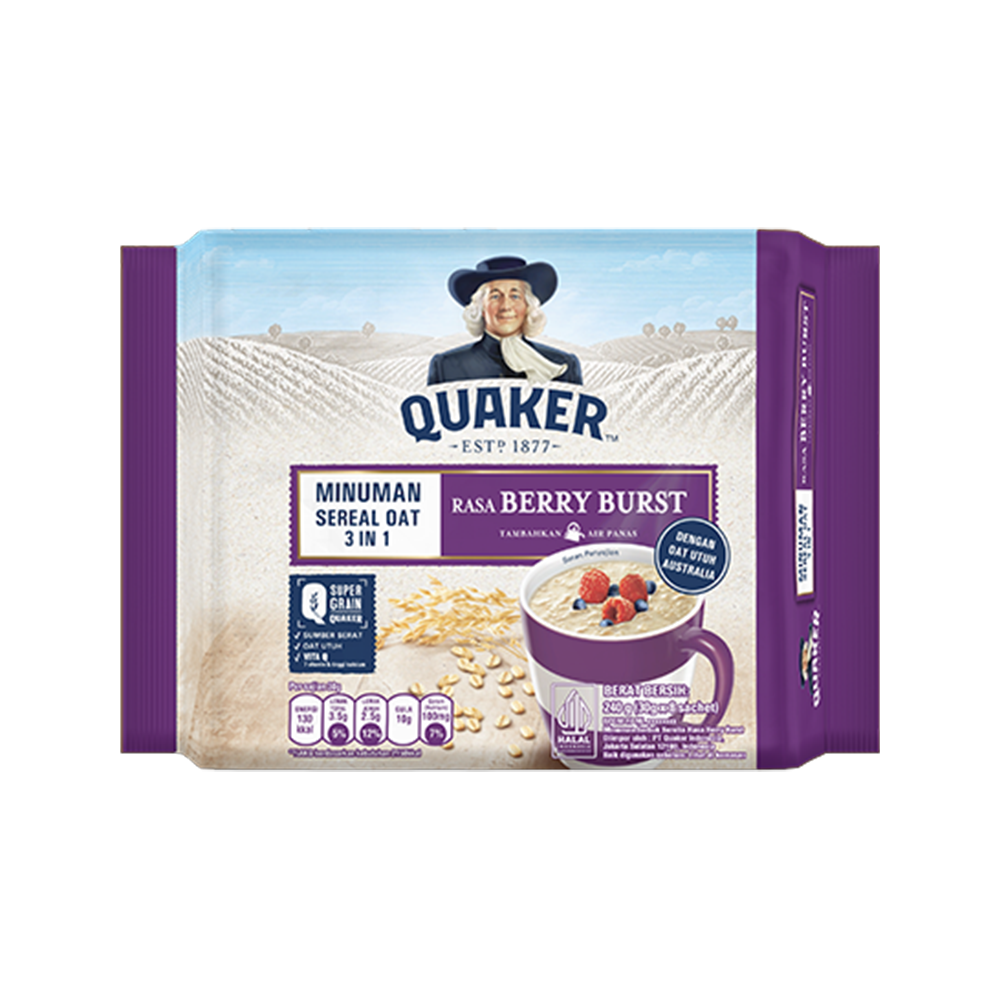 Quaker 3in1 Rasa Berry Burst 224gr (24gr x 8 sachet)
