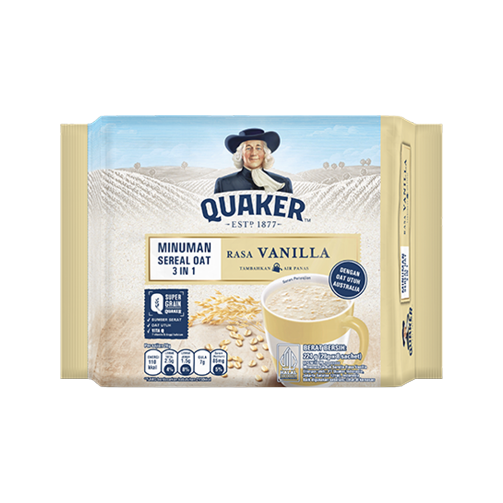 Quaker 3in1 Rasa Vanilla 224gr (24gr x 8 sachet)